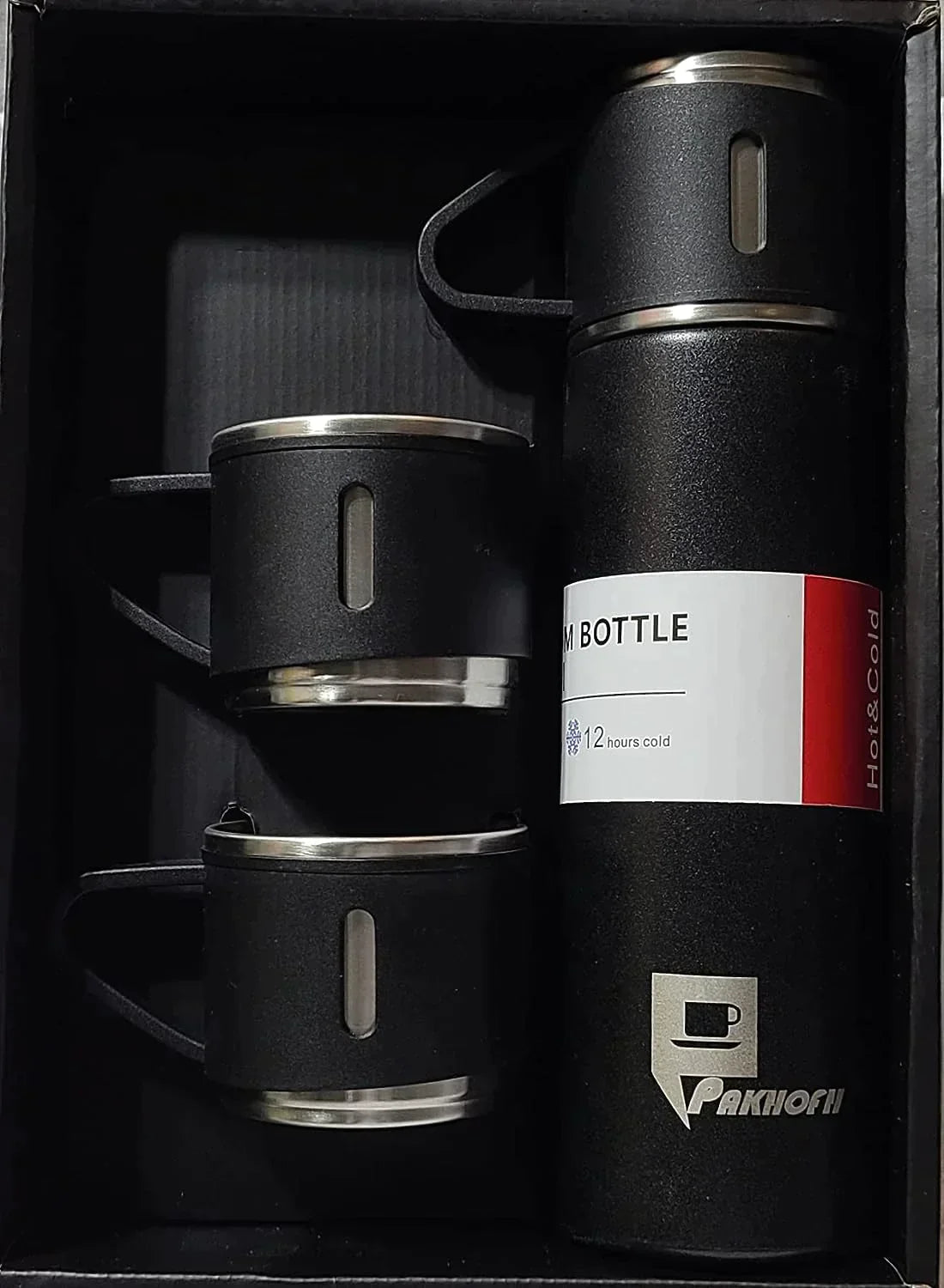 Stainless Steel 500 ML Vacuum Flask/Bottle/Thermos for Hot and Cold Drinks with Three Cups